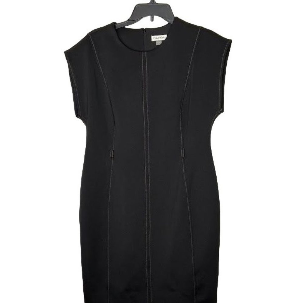 Calvin Klein Black Zipper Detail Sleeveless Career Dress Women’s Size 12